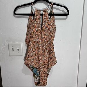 SoLuna Swim One Piece Floral Reversible Halter Style Swimsuit Size Large